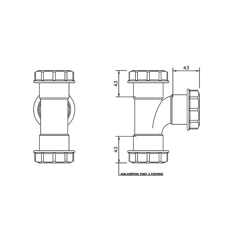 FloPlast Compression MDPE Equal Tee Fitting - 32mm - On-Demand